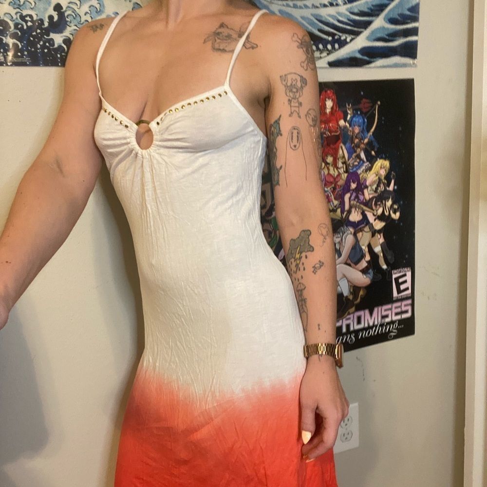 Hot red slinky sexy ombré dress